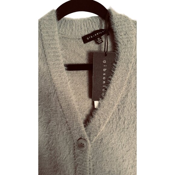 NWT Gibsonlook Medium Soft Gray Button-Front Cardigan Cozy Sweater - Picture 2 of 16
